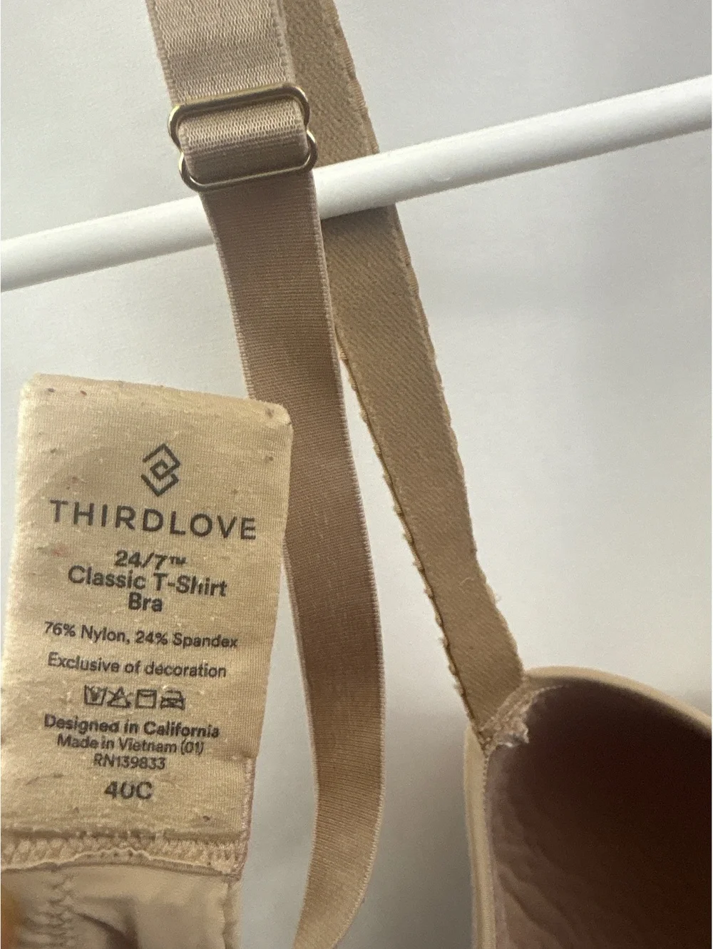 Thirdlove Womens Beige Nude 24/7 Classic T-Shirt Bra 40C